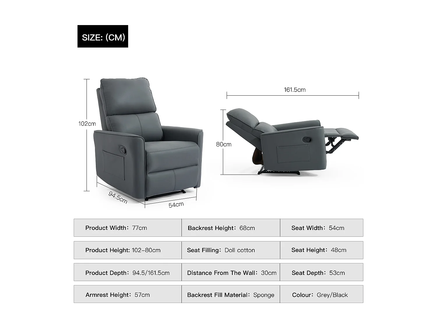 Madrid Manual Air Leather Recliner Chair