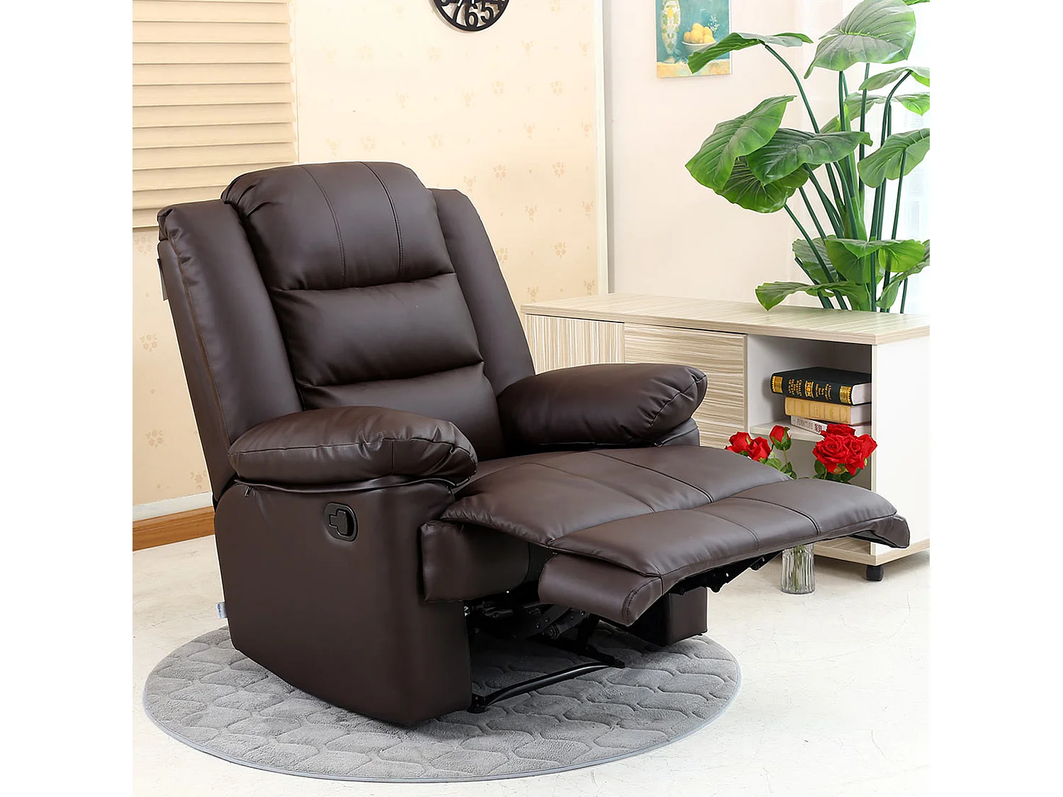 Loxley Bonded Leather Manual Recliner Armchair Sofa Home Lounge Chair