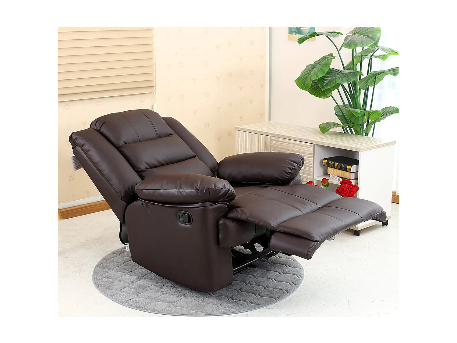 Loxley Bonded Leather Manual Recliner Armchair Sofa Home Lounge Chair