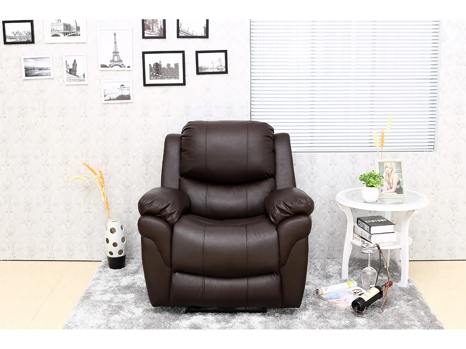 Madison Electric Bonded Leather Automatic Recliner Home Lounge Chair