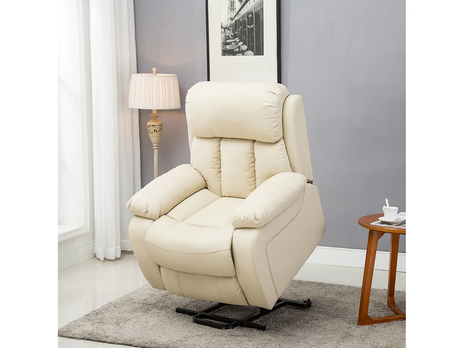 Chester Single Motor Rise Recliner Bonded Leather Heat & Massage Chair