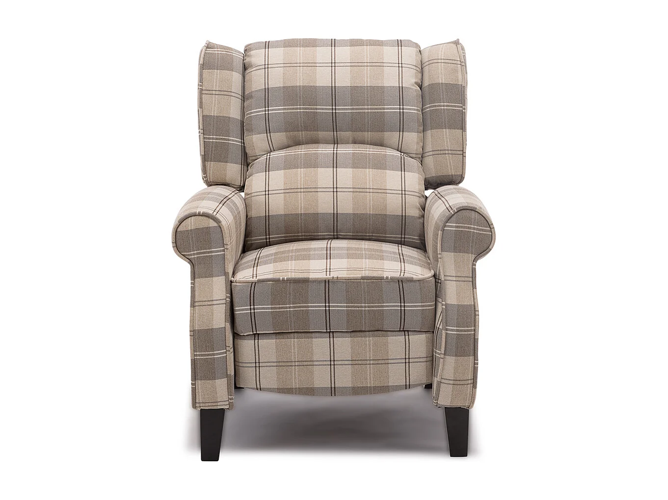 Eaton Wing Back Fireside Checkered Fabric Pushback Recliner Chair