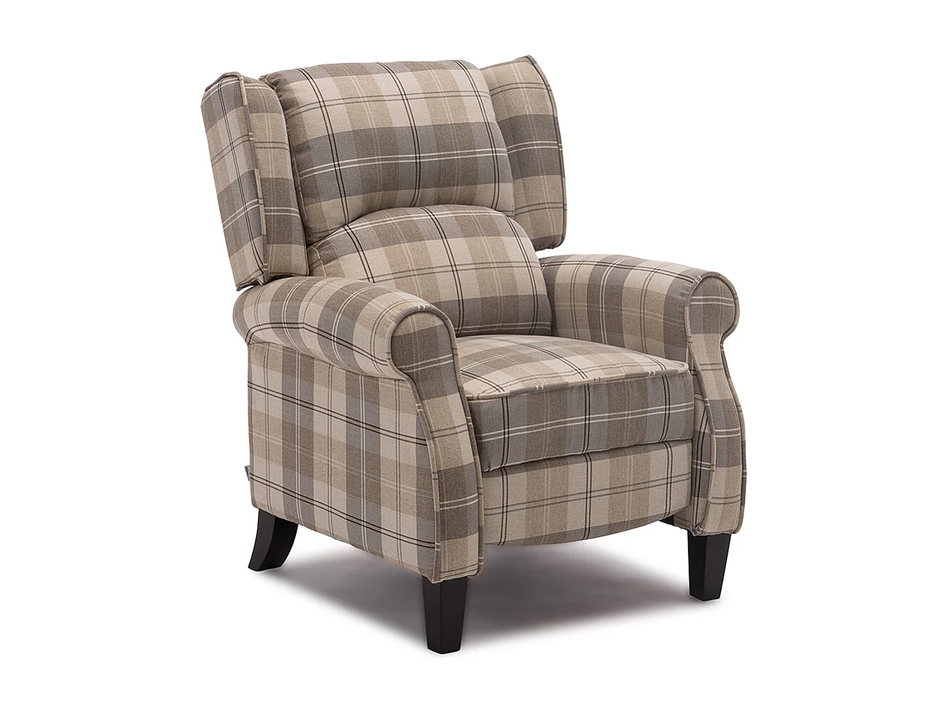 Eaton Wing Back Fireside Checkered Fabric Pushback Recliner Chair