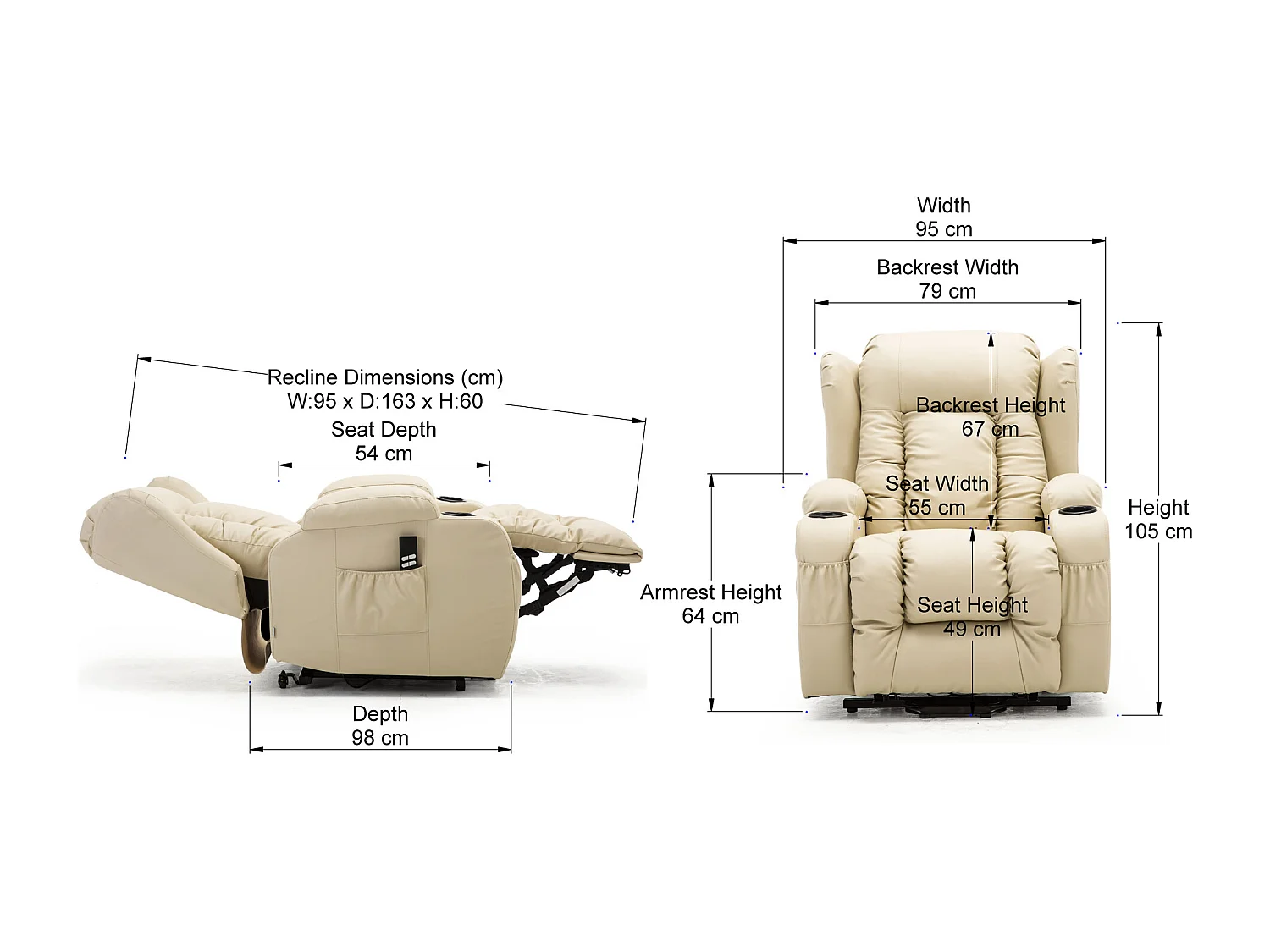 Caesar Dual Motor Rise Recliner Bonded Leather Heat And Massage Chair