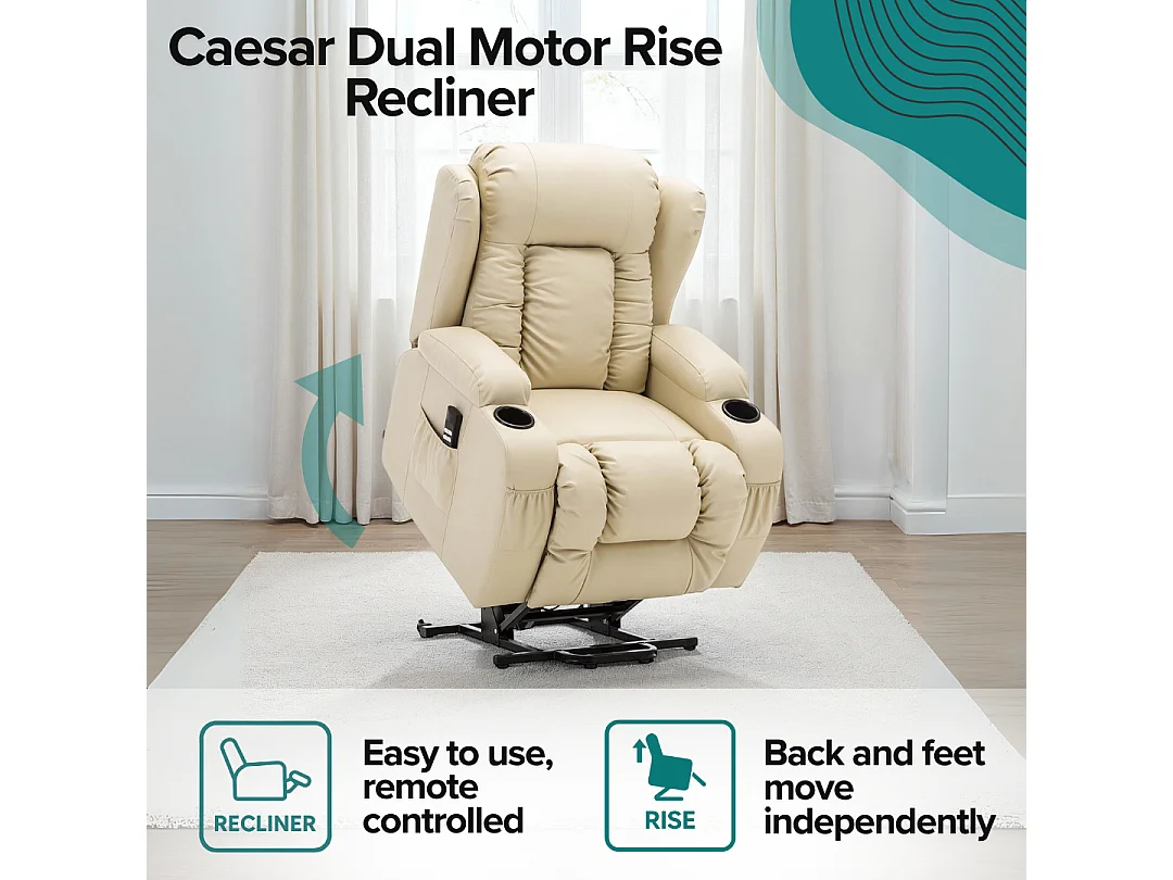 Caesar Dual Motor Rise Recliner Bonded Leather Heat And Massage Chair