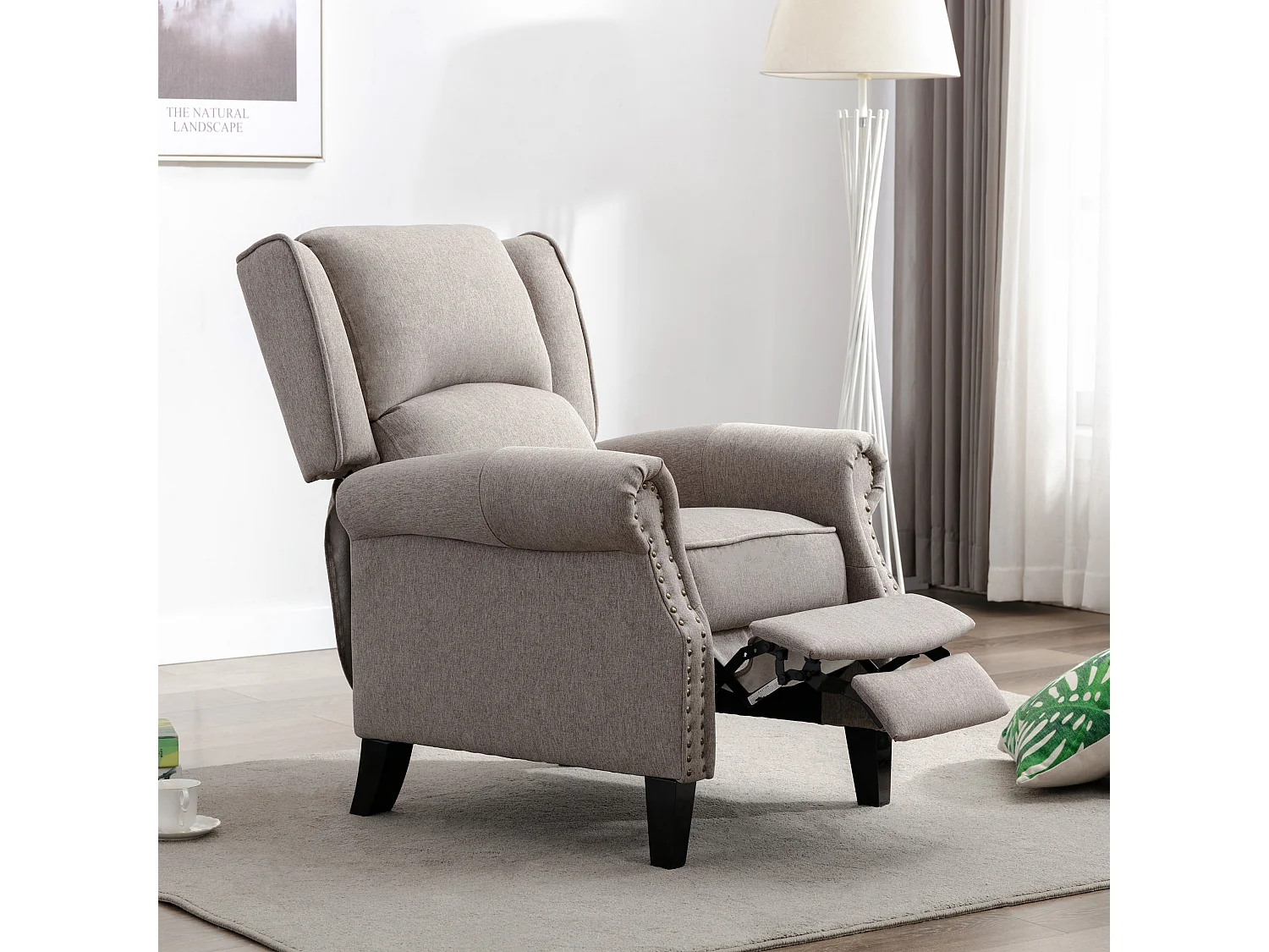 Charlotte Modern Fabric Pushback Recliner Sofa Accent Chair