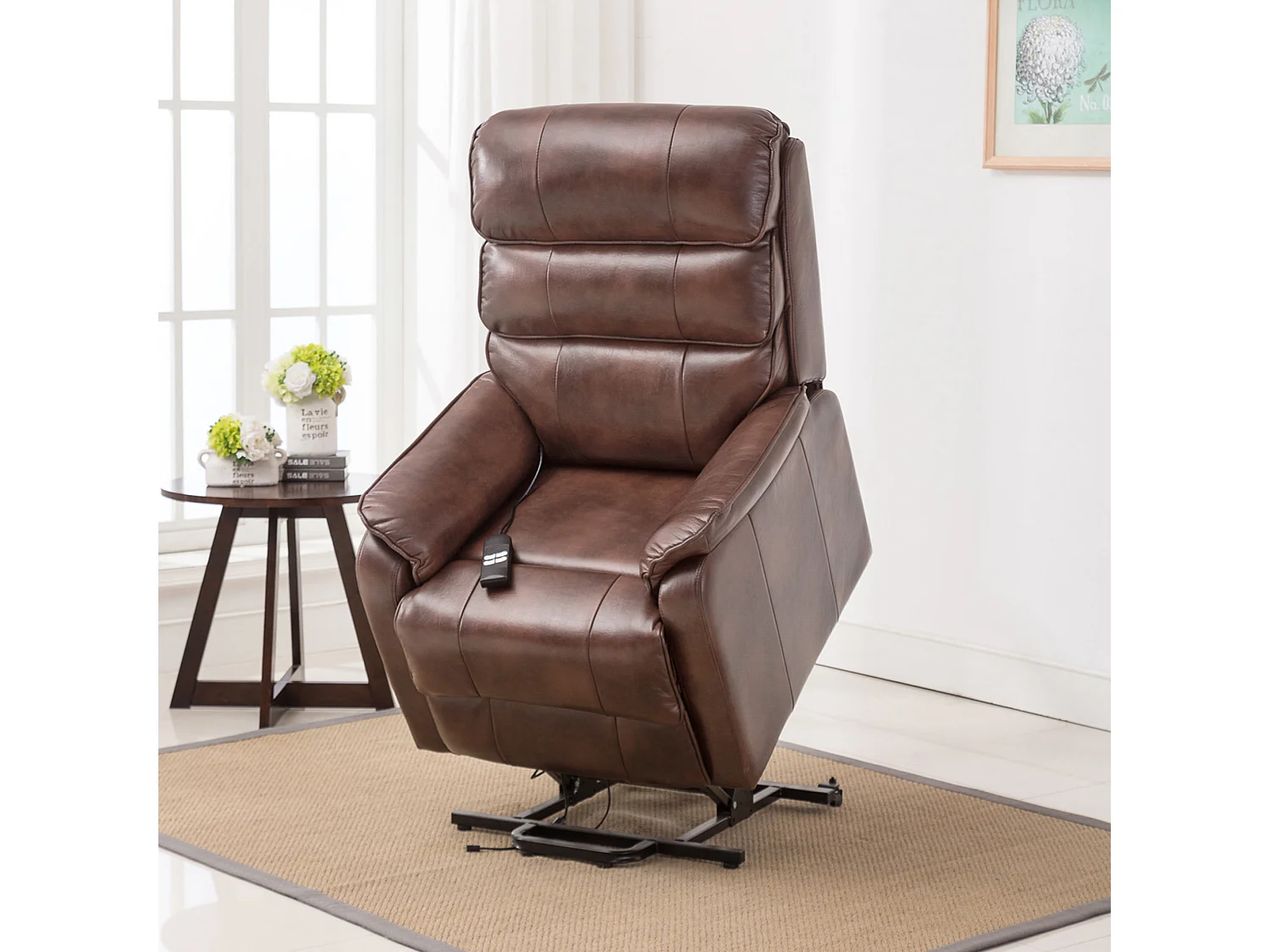 Buckingham Dual Motor Electric Rise Recliner Bonded Leather Chair