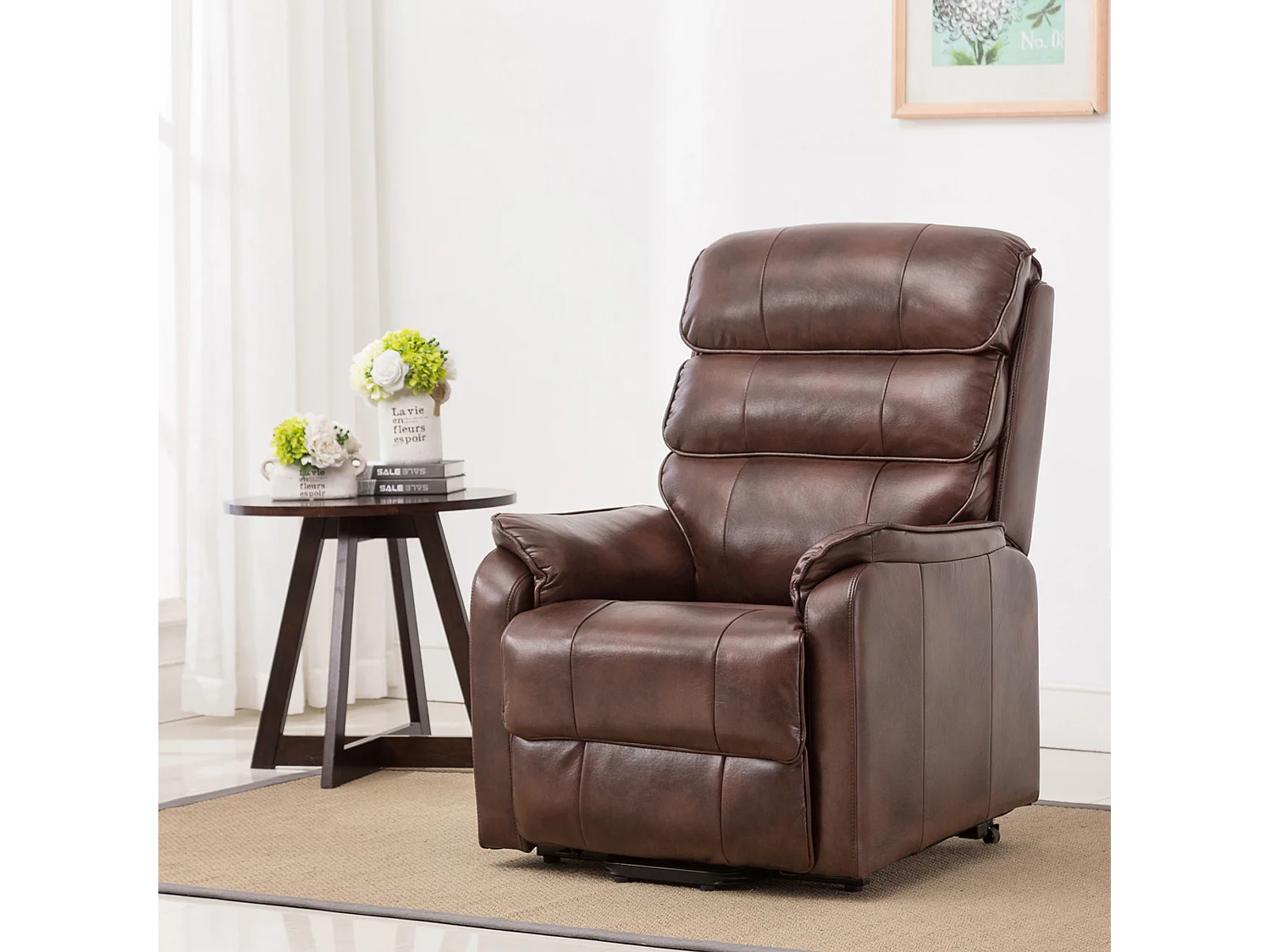 Buckingham Dual Motor Electric Rise Recliner Bonded Leather Chair