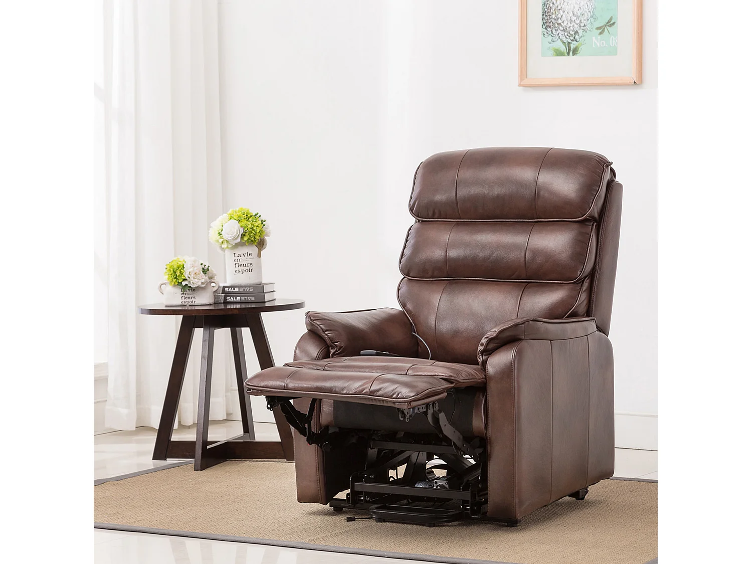 Buckingham Dual Motor Electric Rise Recliner Bonded Leather Chair