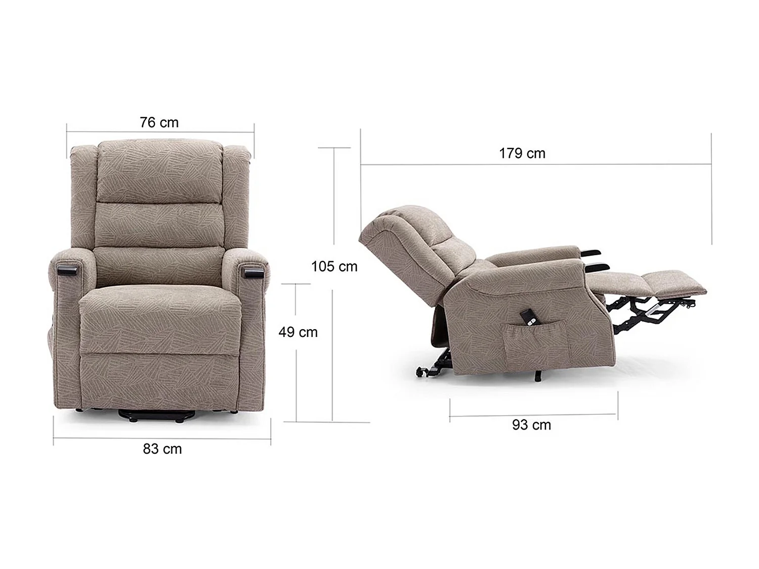 Ashfield Electric Fabric Single Motor Rise Recliner Mobility Chair