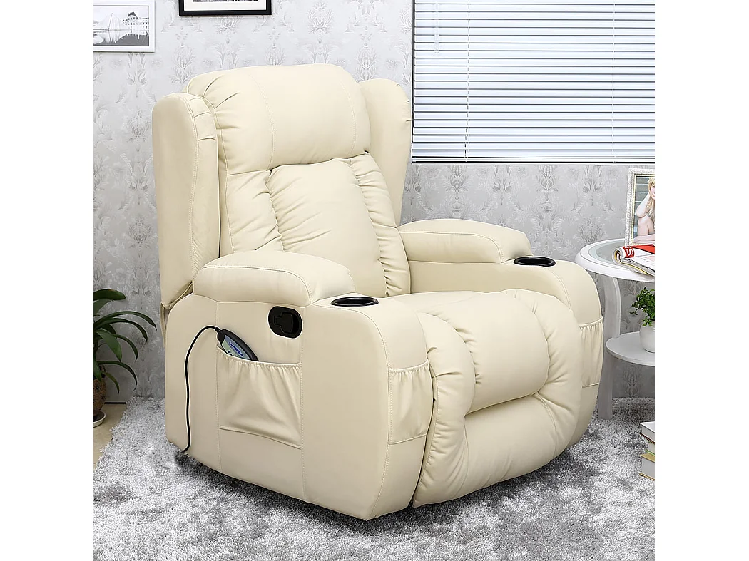 Caesar Bonded Leather Recliner Rocking Swivel Heat & Massage Chair