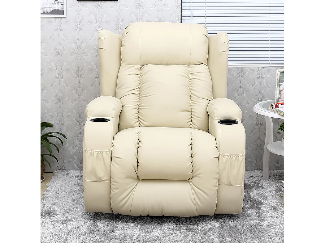 Caesar Bonded Leather Recliner Rocking Swivel Heat & Massage Chair