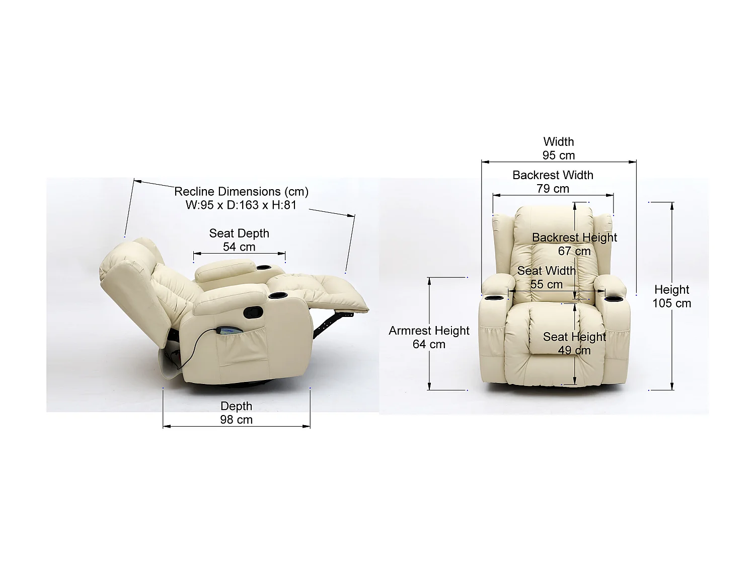 Caesar Bonded Leather Recliner Rocking Swivel Heat & Massage Chair