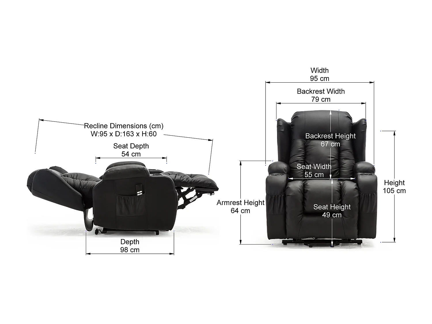 Caesar Dual Motor Rise Recliner Bonded Leather Heat And Massage Chair