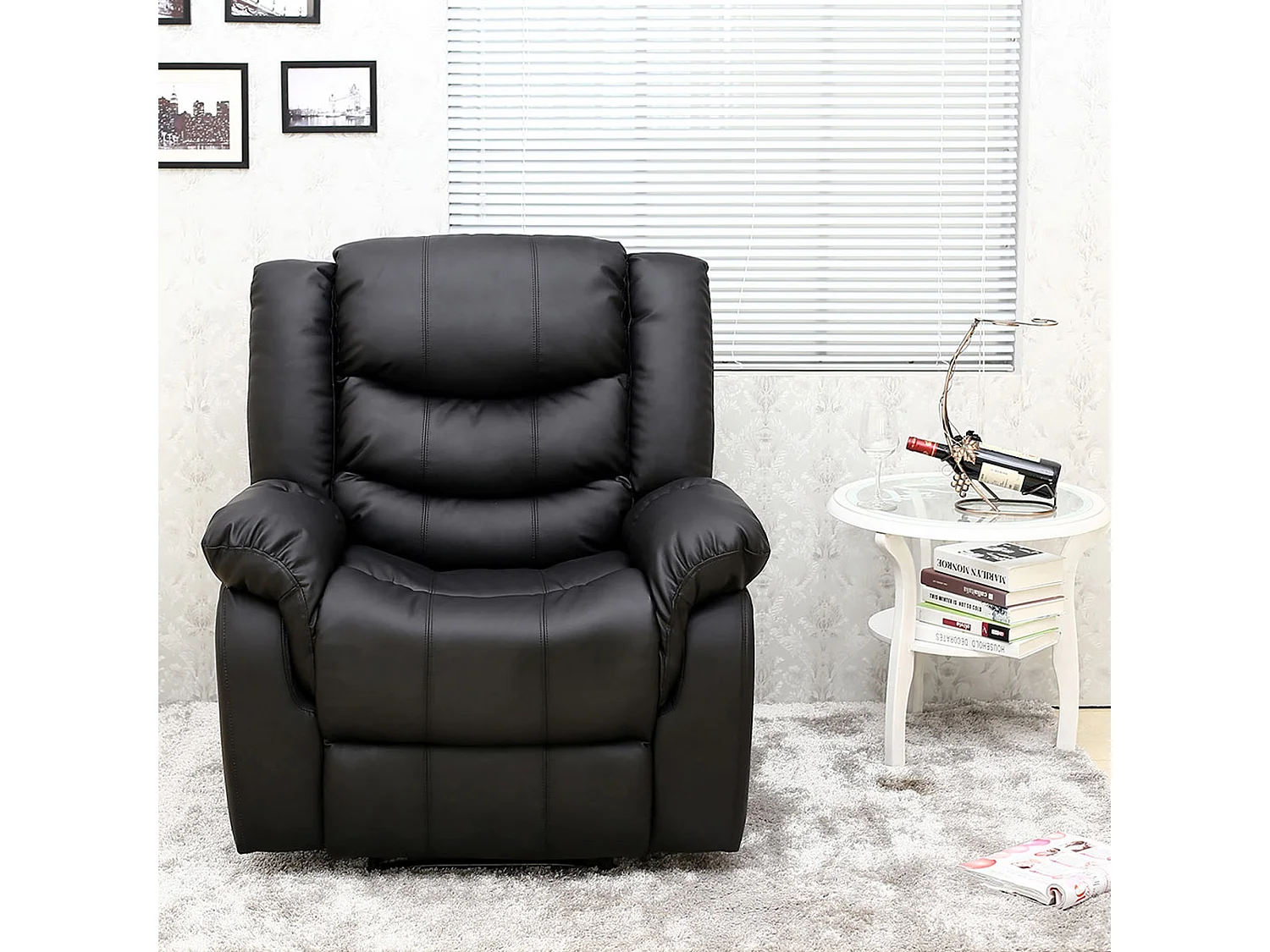 Seattle Manual Recliner Armchair Home Lounge Bonded Leather Chair