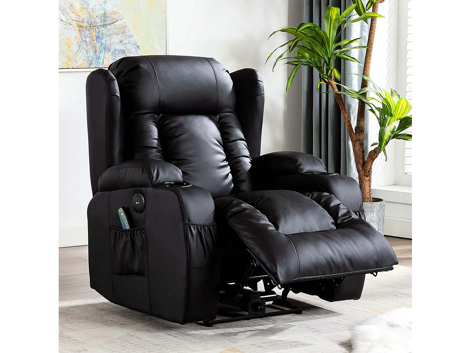 Caesar Electric Bonded Leather Automatic Recliner Heat & Massage Chair
