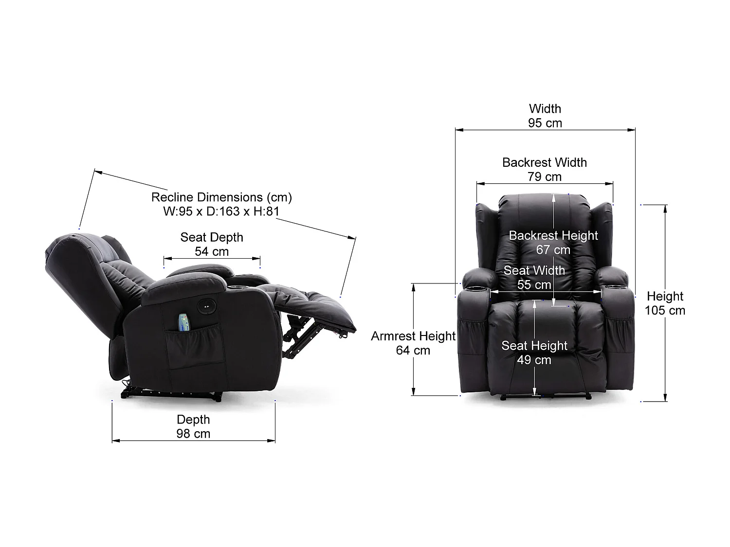 Caesar Electric Bonded Leather Automatic Recliner Heat & Massage Chair