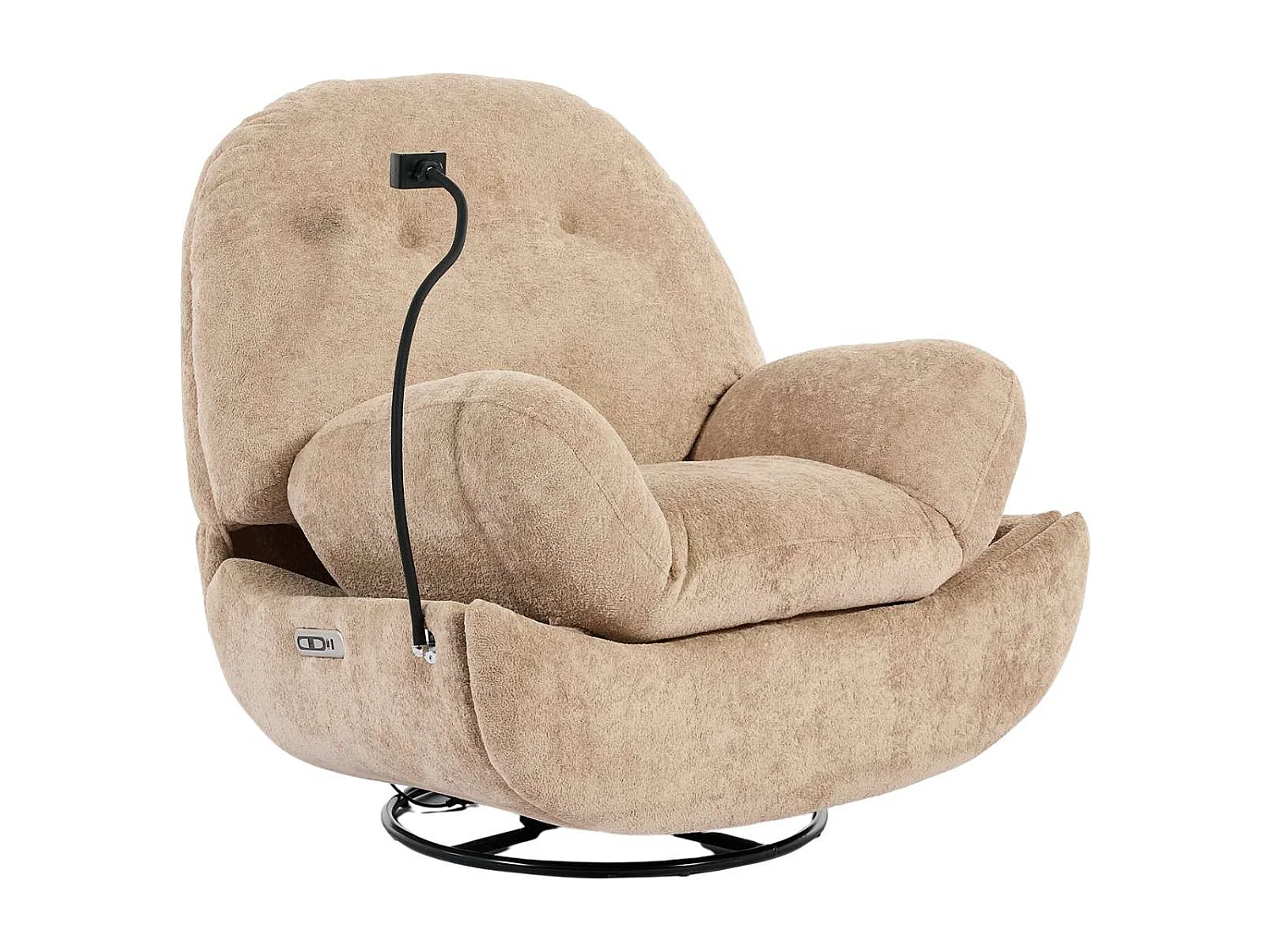 Phoenix Electric Recliner Voice Control Swivel Rock Teddy Boucle Chair