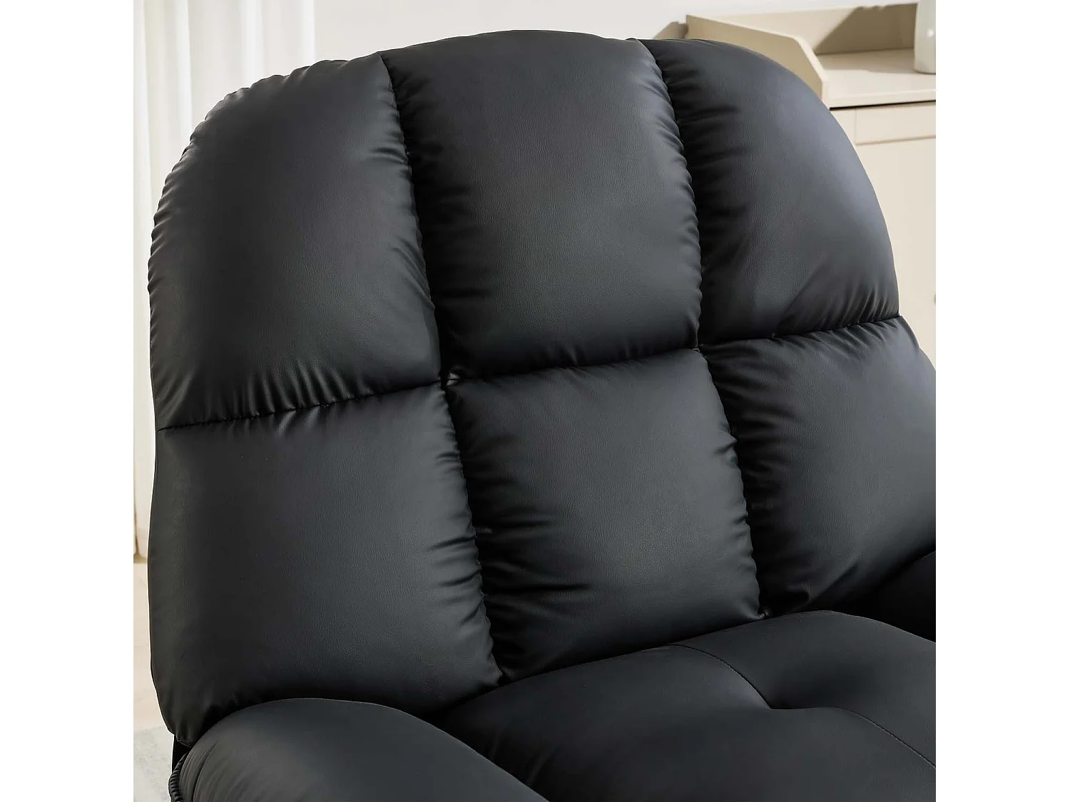 Chicago Faux Leather Swivel & Rocker Manual Recliner Chair Black
