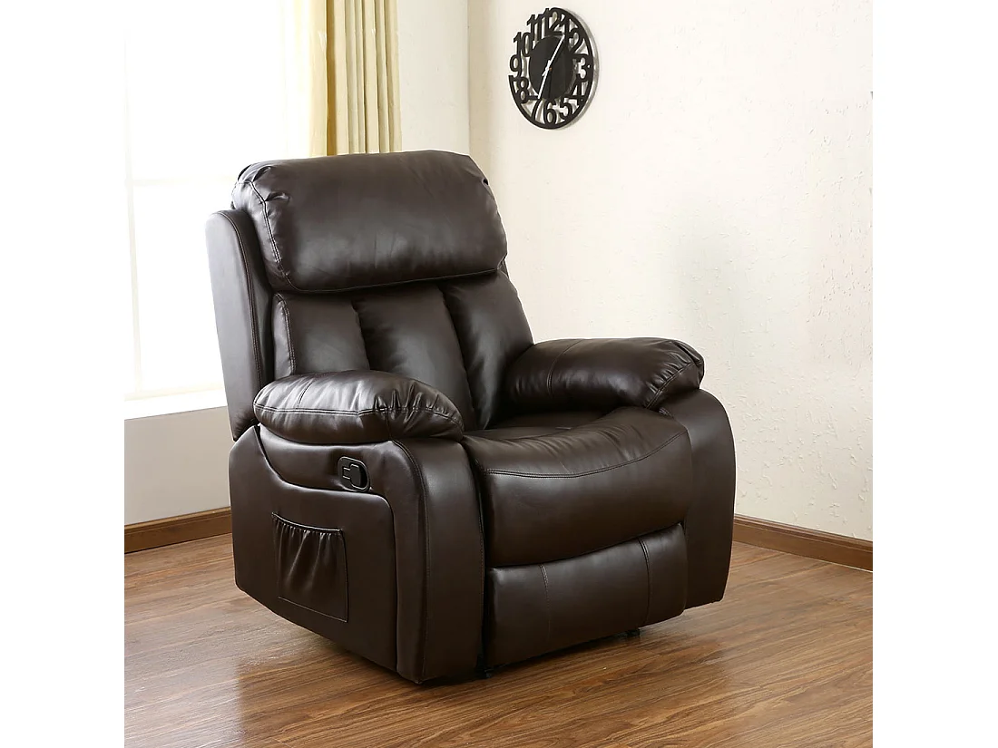 Chester Bonded Leather Manual Recliner Chair with Heat And Massage