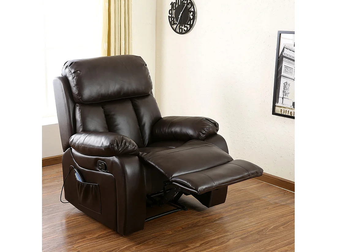 Chester Bonded Leather Manual Recliner Chair with Heat And Massage