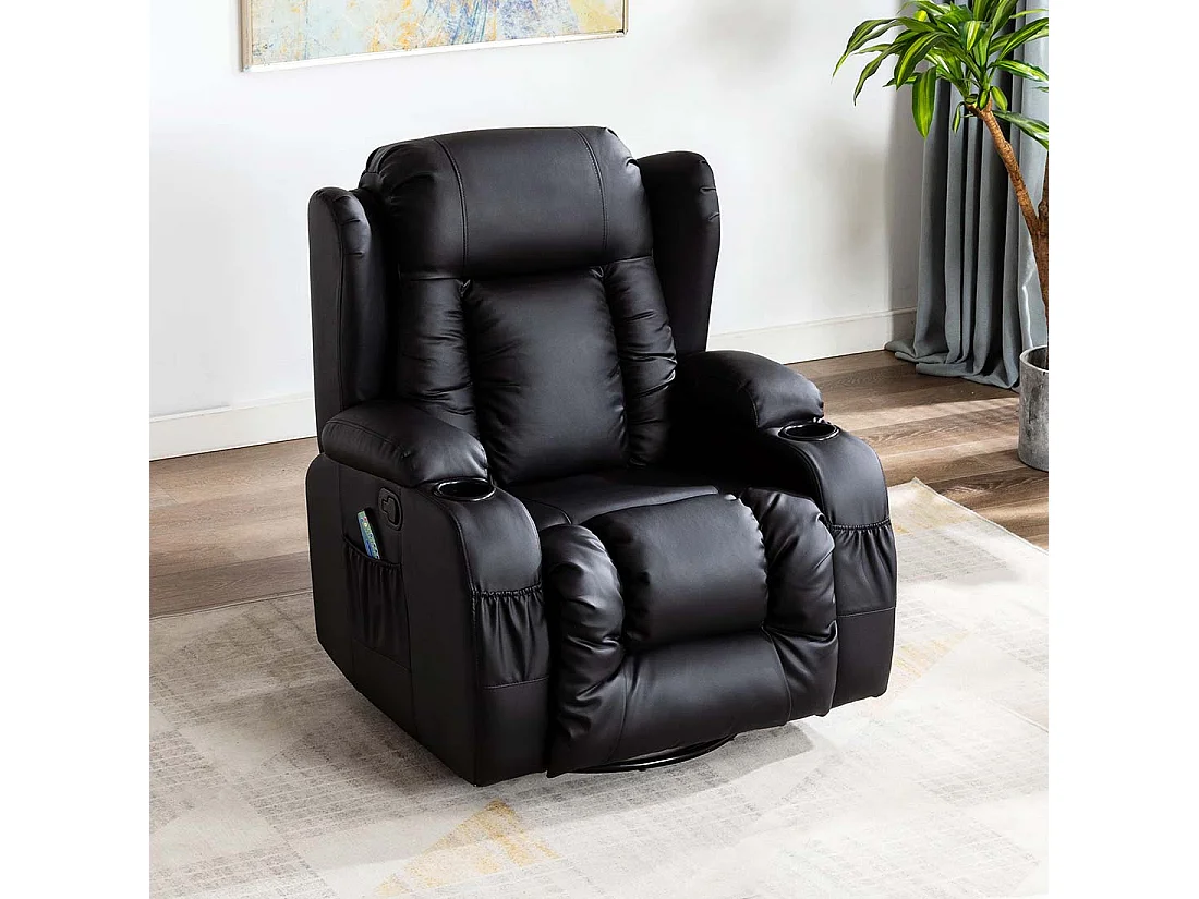 Caesar Bonded Leather Recliner Rocking Swivel Heat & Massage Chair