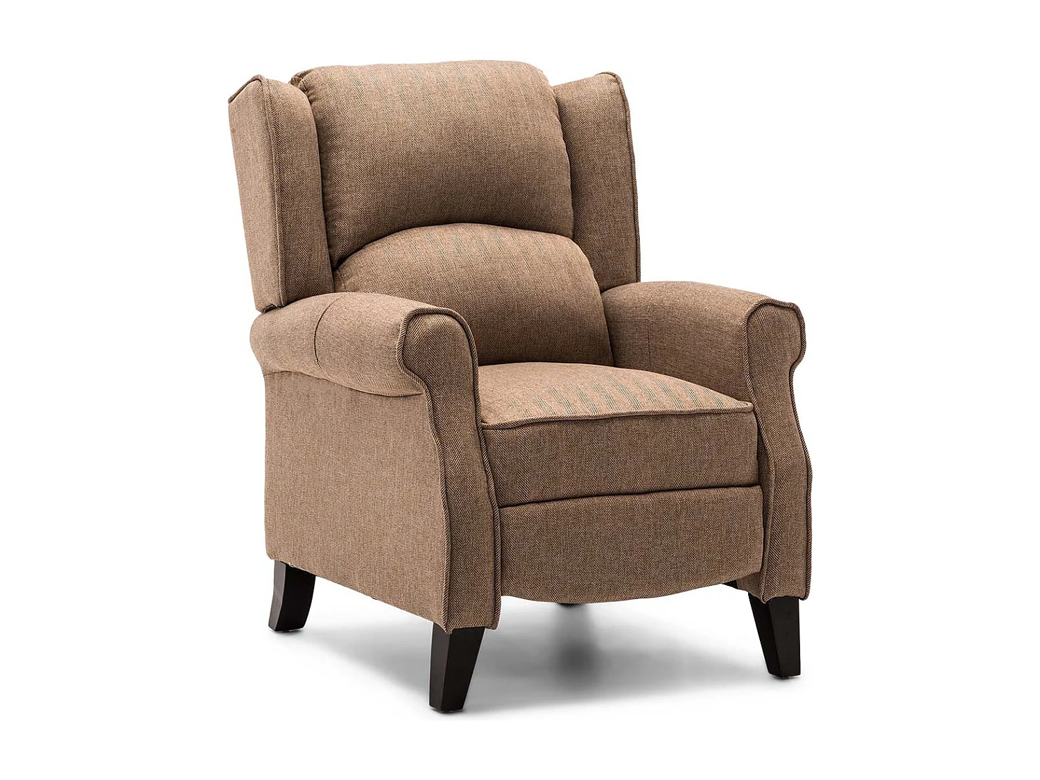 Eaton Wing Back Fireside Herringbone Fabric Pushback Recliner Chair