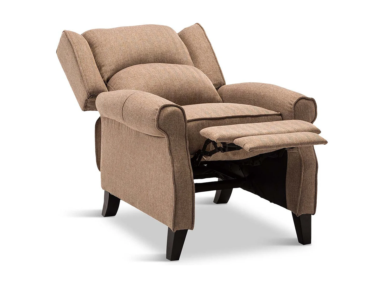 Eaton Wing Back Fireside Herringbone Fabric Pushback Recliner Chair