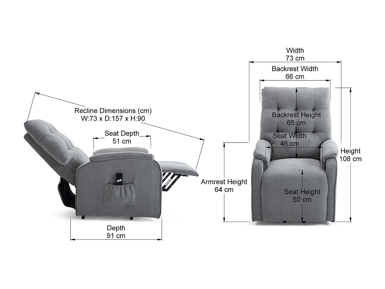 Charlbury Fabric Single Motor Rise Recliner Electric Lift Chair