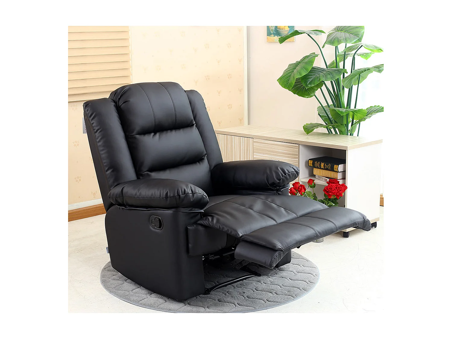 Loxley Bonded Leather Manual Recliner Armchair Sofa Home Lounge Chair