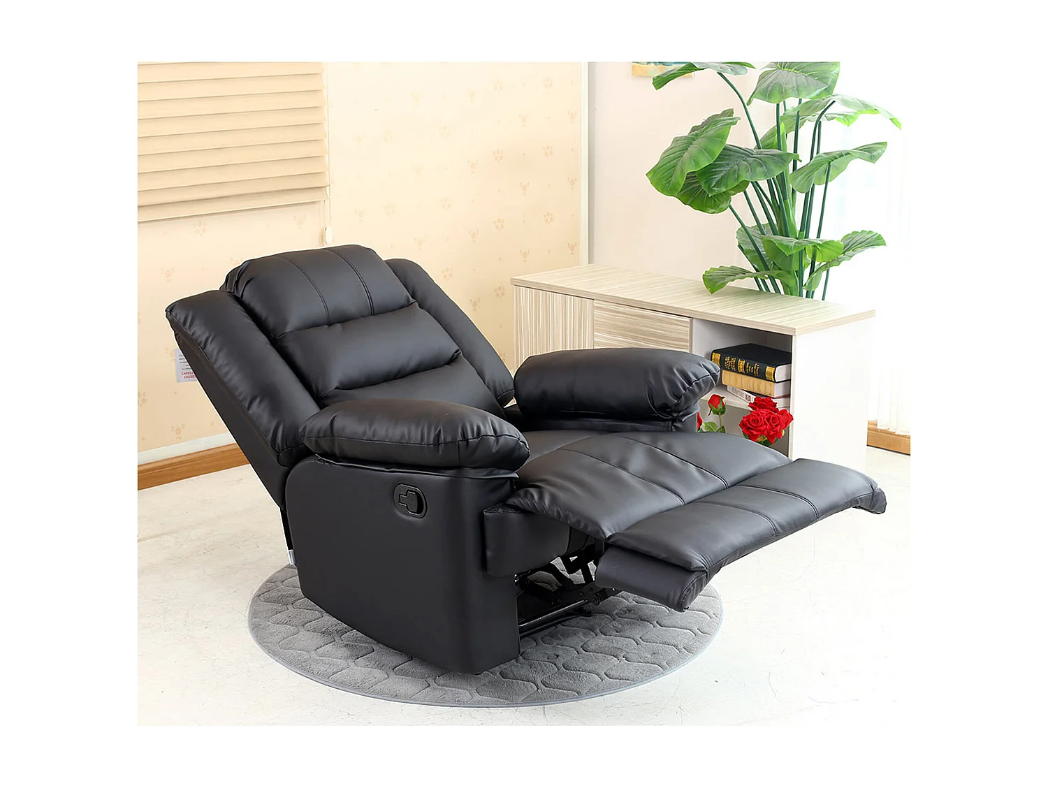 Loxley Bonded Leather Manual Recliner Armchair Sofa Home Lounge Chair
