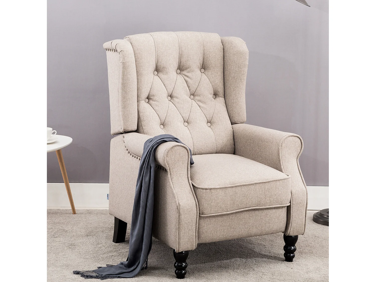Althorpe Wing Back Recliner Button Back Fireside Linen Chair