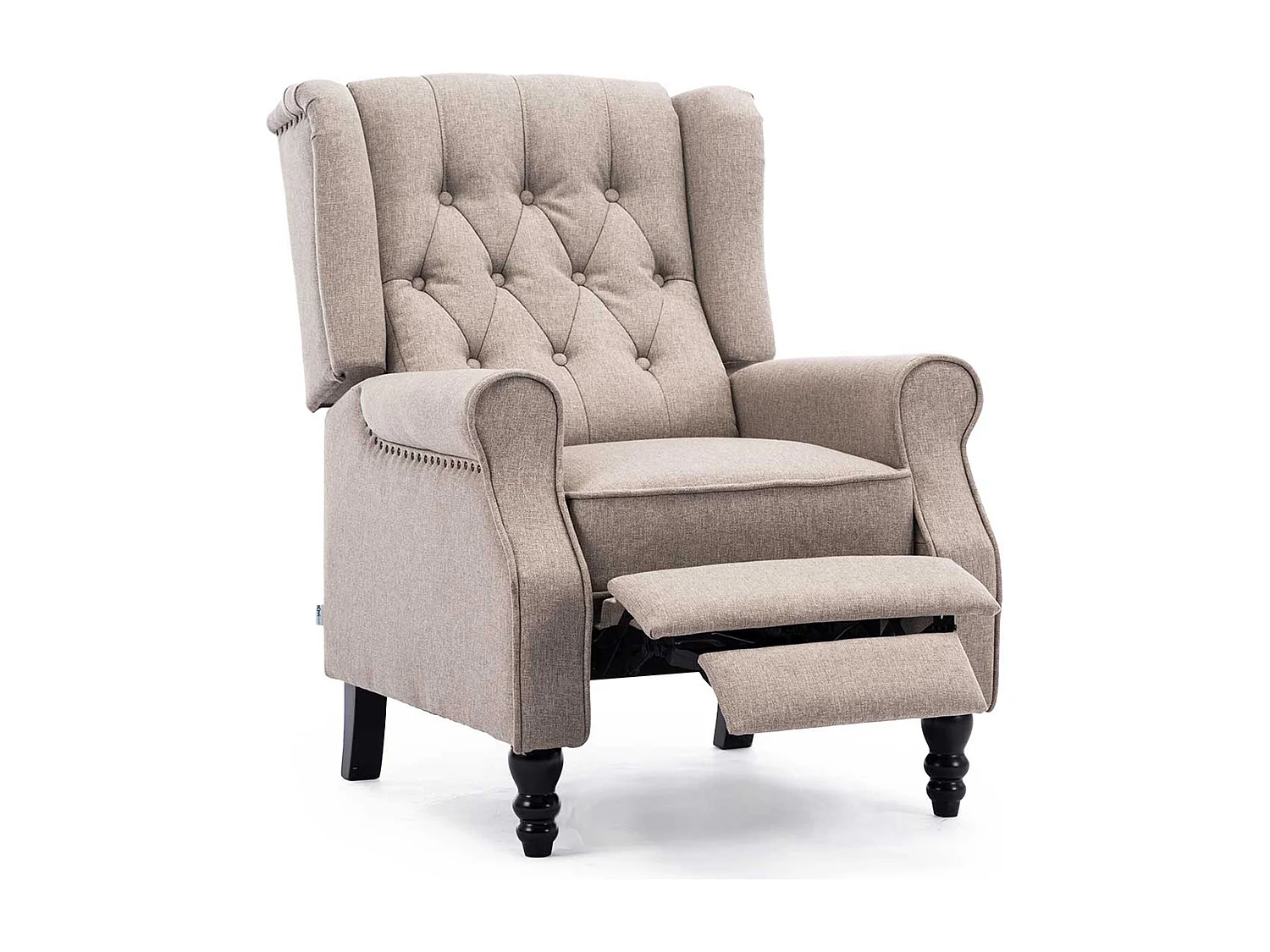 Althorpe Wing Back Recliner Button Back Fireside Linen Chair