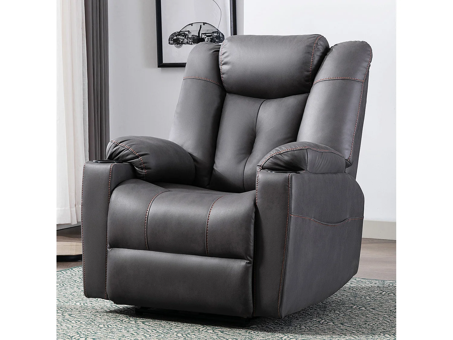 Afton Electric Technology Fabric Auto Recliner USB Lounge Sofa Chair