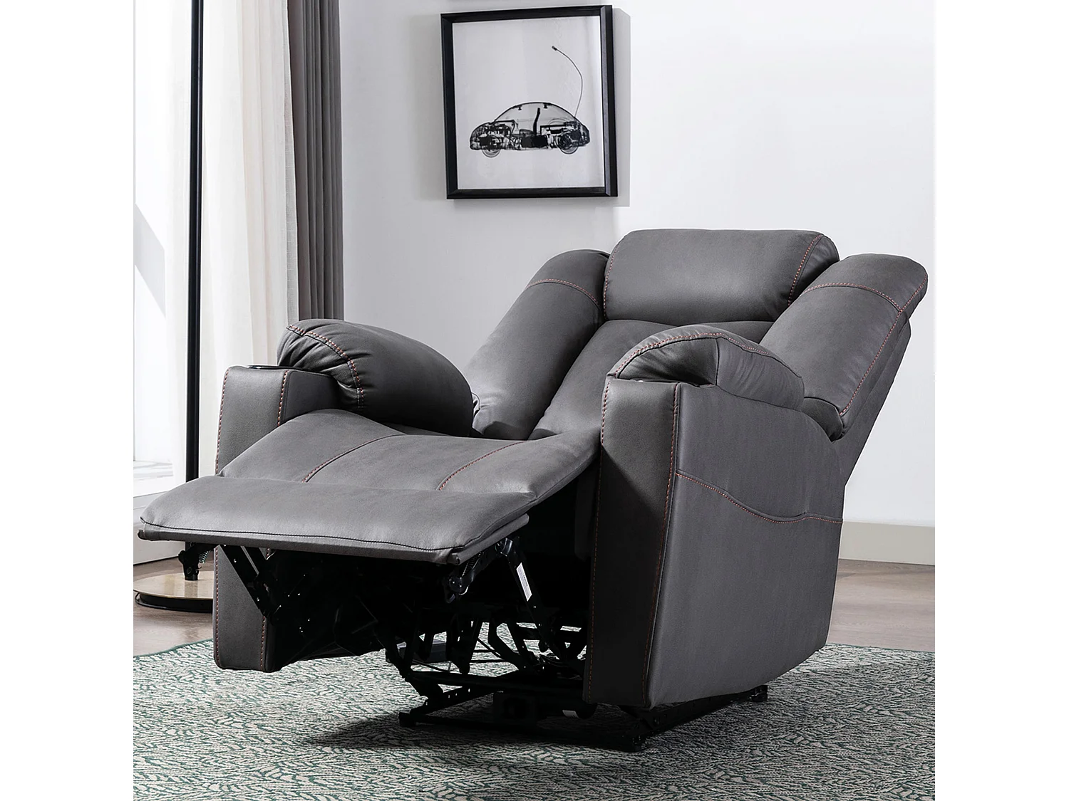 Afton Electric Technology Fabric Auto Recliner USB Lounge Sofa Chair
