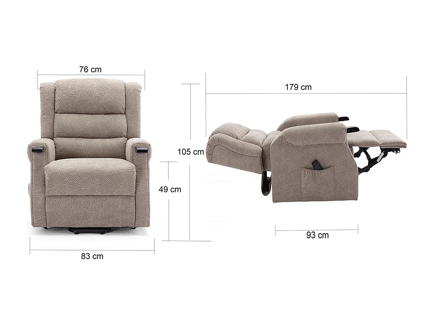 Ashfield Electric Fabric Dual Motor Rise Recliner Lift Mobility Chair