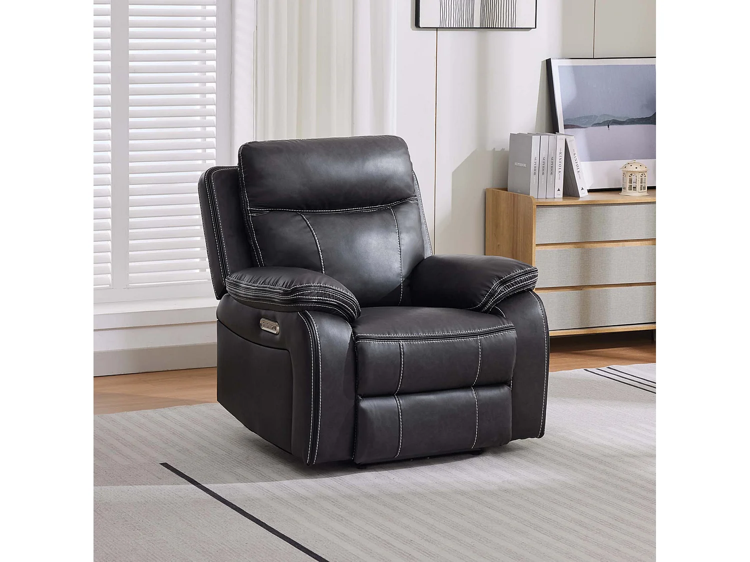 Vinson Electric Recliner Air Leather USB-C Charging Recliner Chair