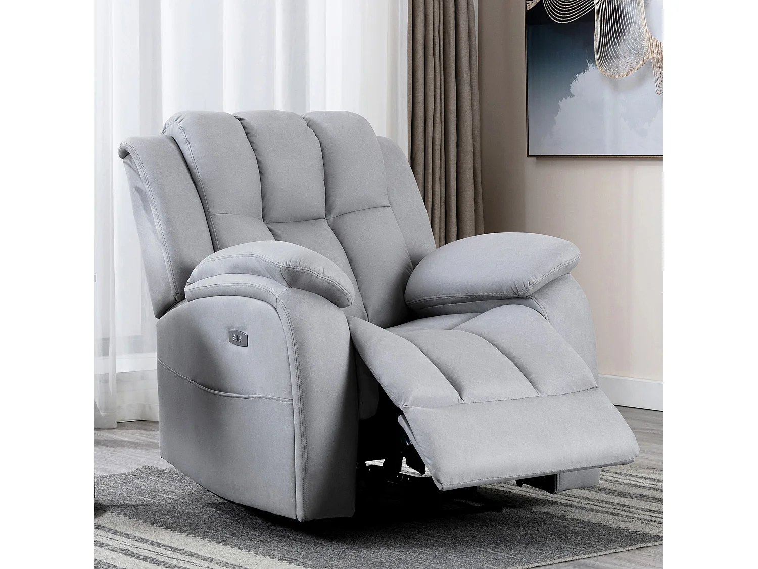 Brookline Electric Technology Fabric Auto Recliner USB Lounge Chair