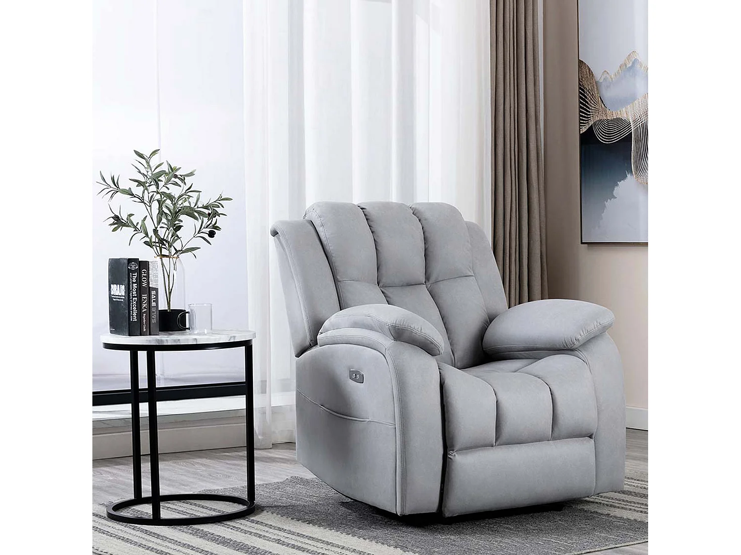 Brookline Electric Technology Fabric Auto Recliner USB Lounge Chair