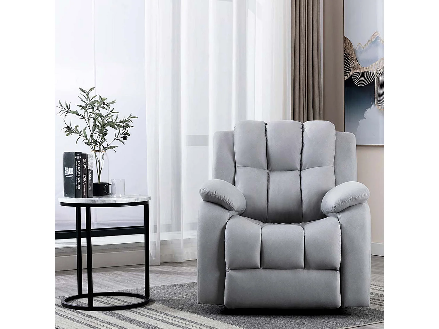 Brookline Electric Technology Fabric Auto Recliner USB Lounge Chair