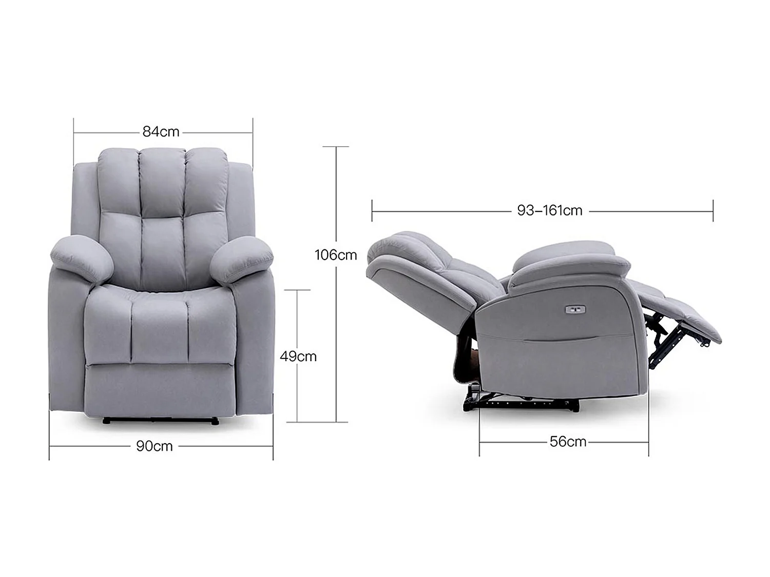 Brookline Electric Technology Fabric Auto Recliner USB Lounge Chair