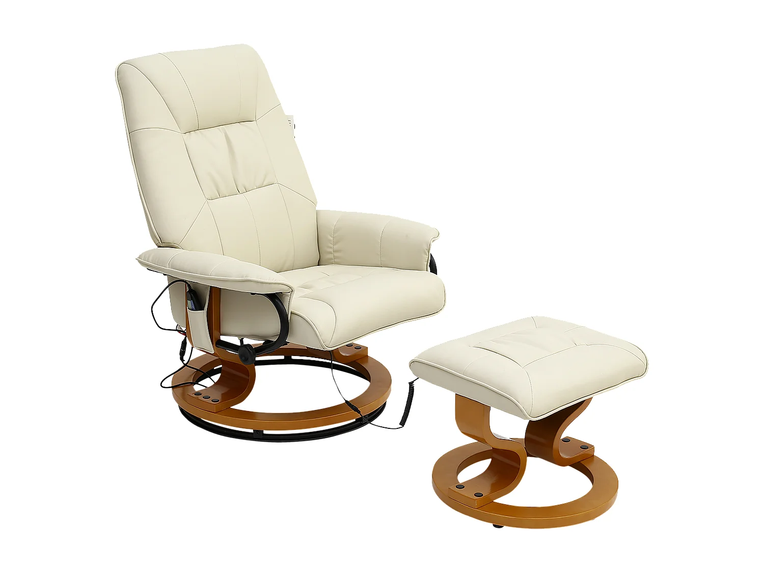 Tuscany Bonded Leather Swivel Recliner Massage Chair w Footstool