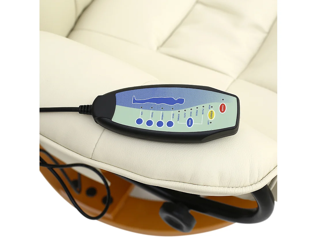 Tuscany Bonded Leather Swivel Recliner Massage Chair w Footstool