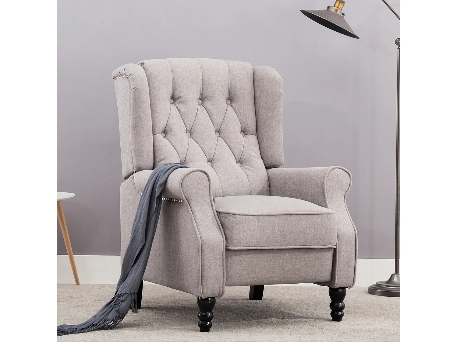 Althorpe Wing Back Recliner Button Back Fireside Linen Chair