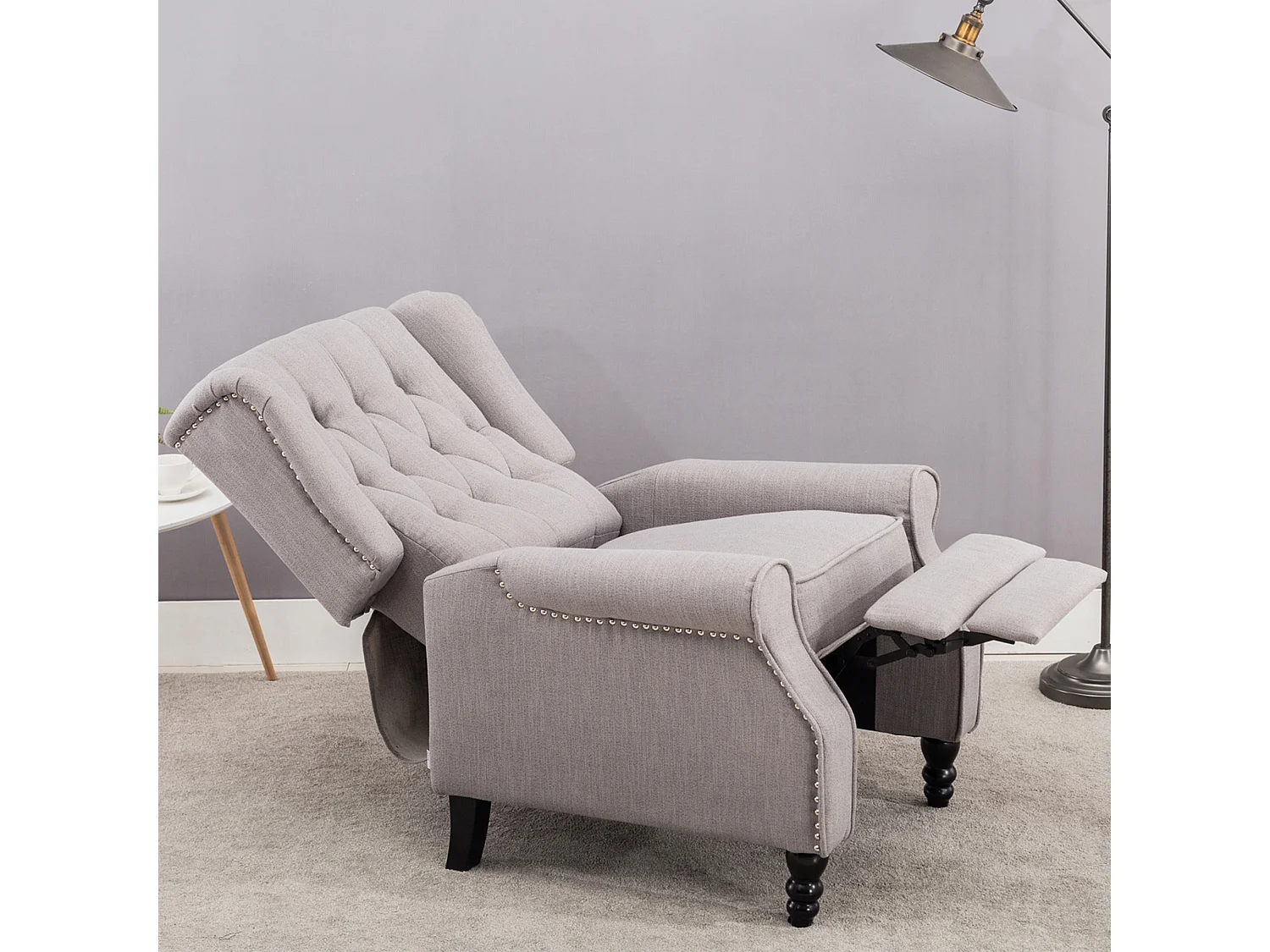 Althorpe Wing Back Recliner Button Back Fireside Linen Chair