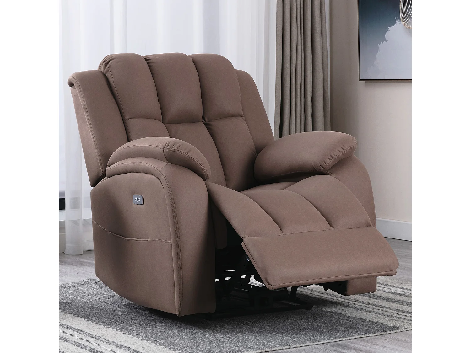 Brookline Electric Technology Fabric Auto Recliner USB Lounge Chair