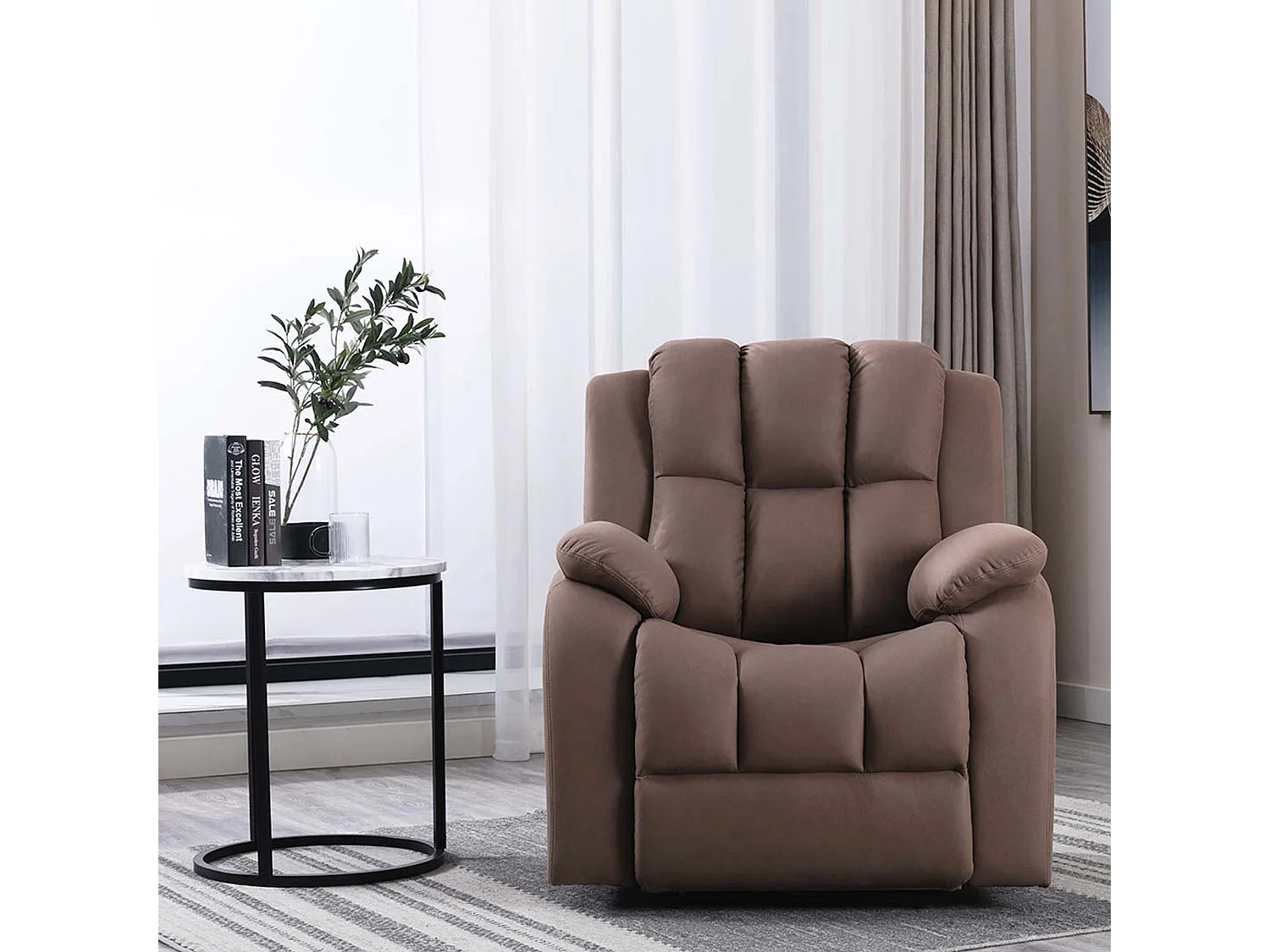 Brookline Electric Technology Fabric Auto Recliner USB Lounge Chair