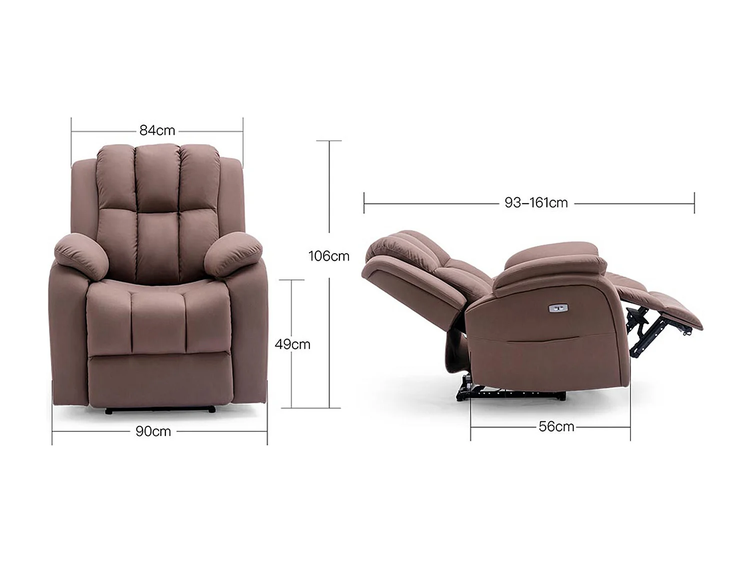 Brookline Electric Technology Fabric Auto Recliner USB Lounge Chair