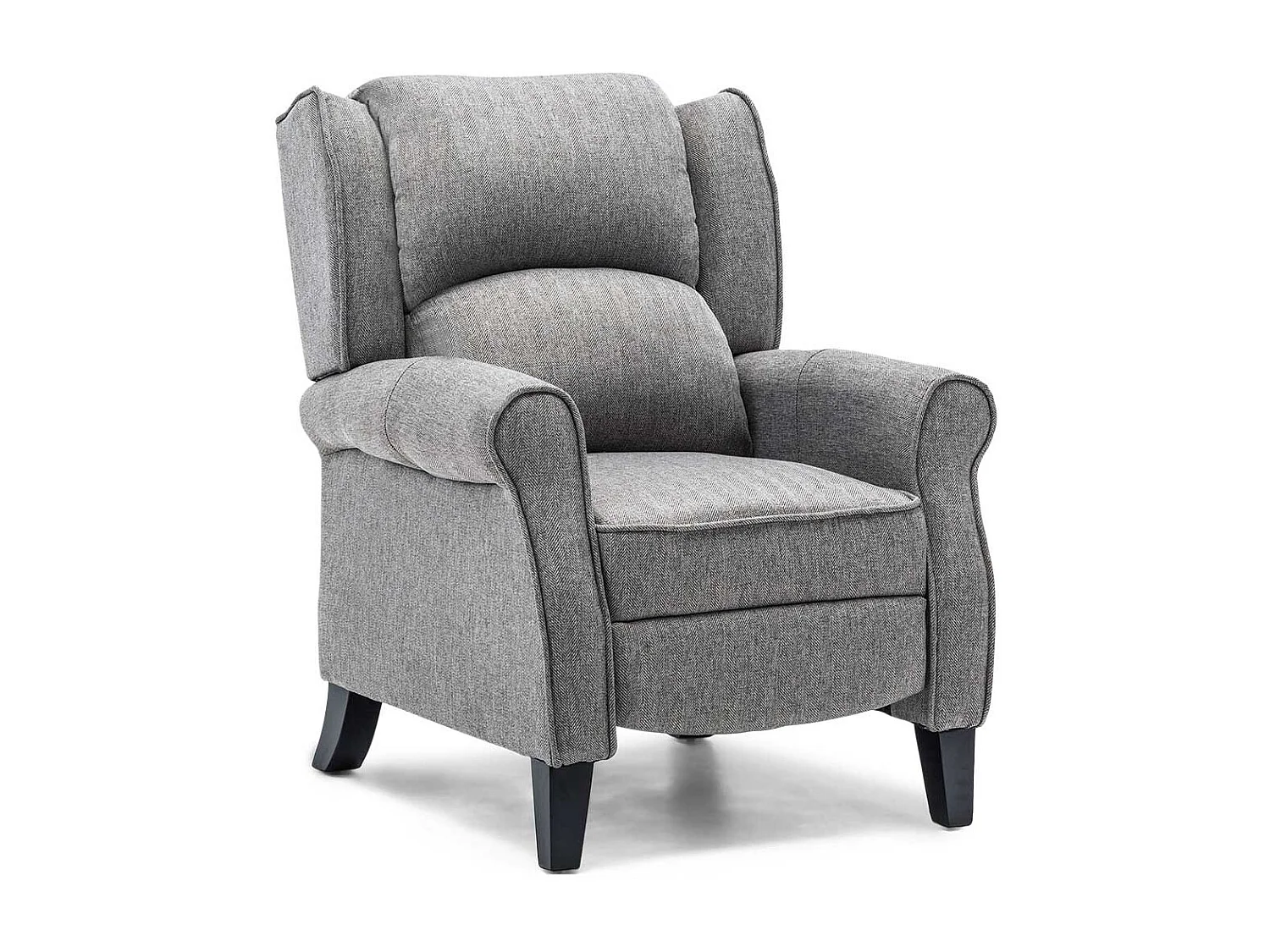 Eaton Wing Back Fireside Herringbone Fabric Pushback Recliner Chair