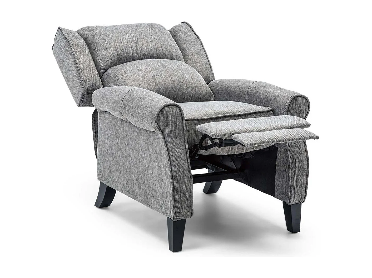 Eaton Wing Back Fireside Herringbone Fabric Pushback Recliner Chair